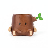 stumps Pen Holder Wood-Grain Pen Holder with Leaf Detail Cute Pencil Cup for Students, Office Workers, Study Table