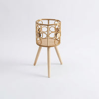 Plant Stand for Indoor Plants and Living Room, Handmade Rattan Plant Stands Indoor, No-Assembly Wooden Plant Stand, Floor Standing Pot Stand