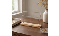 Gold-Tone Earring Display Stand Minimalist Wood Base Jewelry Stand
