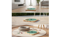 Wooden Feeding Board with Bowl Compact Rotatable Pet Feeder Low-Profile Slow Feeder for Home, Patio
