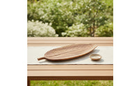 Carved Walnut Wood Tray Wooden Leaf Tray Rustic Leaf Serving Platter Organic for Hosts