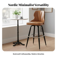Rotating Counter Chair with Backrest Vintage Counter Bar Seating Built-in Footrest Padded Padding for Adults, Reception Area
