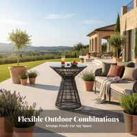 3 Pieces Woven Design Wickerappearance Armchair and Table Set Weather-withstandant Outdoor Furniture Comfortable seat pads Sturdy Frame for Apartment Dwellers, Garden lovers, Patio, Backyard, Porch, Yard