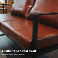 Retro Design Industrial Aesthetic Armchair and Table Set Minimalist Look Industrial Aesthetic Dining Set Sturdy Metal Frame Restaurant Booth Heavy-Duty for Bar Owners, Interior Designers, Hospitality Professionals, Milk Tea Shop, Cafe, Diner, Lounge