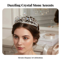 Crystal Crown Elegant Design Crystal Headpiece Crystal Tiara Sparkling Crystal Crown Lightweight for Wedding Celebrant, Wedding