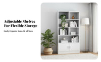 Minimalist design Multi-Compartment Floor Shelf with Doors Includes Door Compartments Multi-Tier Cabinet with Doors complimentarystanding shelf unit for Apartment Dwellers, Homeowners, Office Workers, Study Room, Bedroom, Entrypath