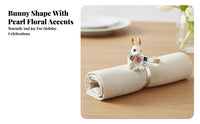 Easter Bunny Napkin Holder Elegant and Delicate Pearl Bunny Napkin Holder Holiday Table Decoration for Restaurant