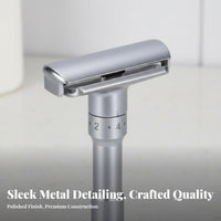 Zinc Alloy Body Adjustable Safety Razor Rust-Proof Double Blade Safety Razor Easy to Clean Manual Shaver Long-Lasting for Eco-Conscious Consumers, Adults, Women, Travel, Bathroom, Home