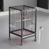 Flat Top Bird Cage for Budgies and Conures, 2-Tier Parrot Habitat with Multiple Doors, Indoor Outdoor Cockatiel and Finch Set with Accessories