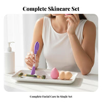 4 Pieces Makeup Blending Face Brush and Sponge Kit Gentle Exfoliation Facial Cleansing and Massage Set Long-Lasting for Adults, Bathroom