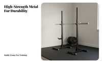 2 Pieces Safety Spotters Split Squat Rack Heavy Duty Steel Construction Adjustable Squat Rack Non-Slip Feet Multi-Function Barbell Stand High Weight Capacity for Weightlifters, Bodybuilders, Home Gym, Small Areas