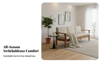 3-Seater Sofa Modern Design 3-Seater Wooden Frame Sofa wooden Look Living Room Seating for Small Space Dwellers, Families, Home, Office, Bedroom