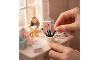 Realistic Miniature Makeup Brushes with Container Exquisite Miniature Makeup Set Cute Mini Storage Case Safe for Desktop Display