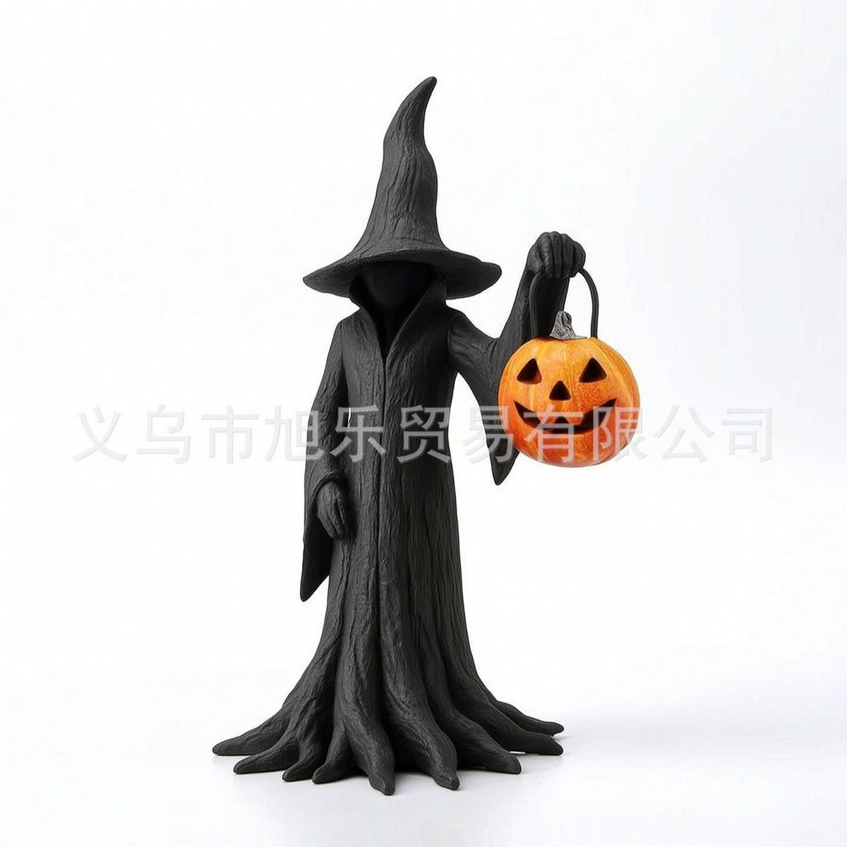 Witch Statue with Pumpkin Halloween Witch Figurine Desktop Ornament Tabletop Decorations Spooky for Mantel, Shelf