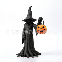 Witch Statue with Pumpkin Halloween Witch Figurine Desktop Ornament Tabletop Decorations Spooky for Mantel, Shelf