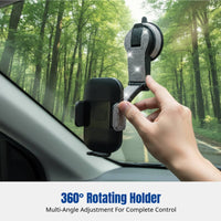 Crystal Car Phone Holder, Universal Suction Mount, 360° Rotating Anti-Shake Dashboard Stand, Multifunctional Navigation Bracket