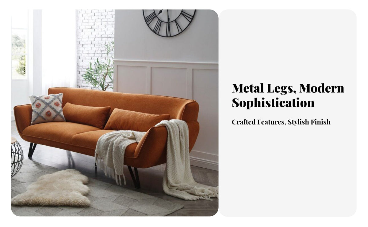 3-Seater Straight Sofa Nordic Design 3-Seater Modern Couch Easy to Clean Living Room Seating for Apartment Dwellers, Homeowners, Home, Bedroom, Office