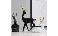 2 Pieces Modern Design Deer Statue Set Light Luxury Geometric Deer Statue Great Gift Idea for Couples, Office Desktop, TV Cabinet, Bookshelf