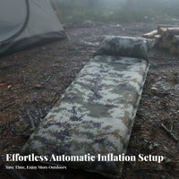 Moisture-Proof Self-Inflating Sleeping Pad Lightweight Sleeping Pad with Integrated Pillow Waterproof Inflatable Camping Mattress Portable for Backpackers, Travelers, Picnickers, Hiking, Travel, Tent