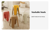 Modern Minimalist Design M-Shaped Leg Stool Stackable Design Household Furniture Thickened & Sturdy Low Seat Waterproof Surface for Adults, Homeowners, Students, Dining Room, Bedroom, Entryway