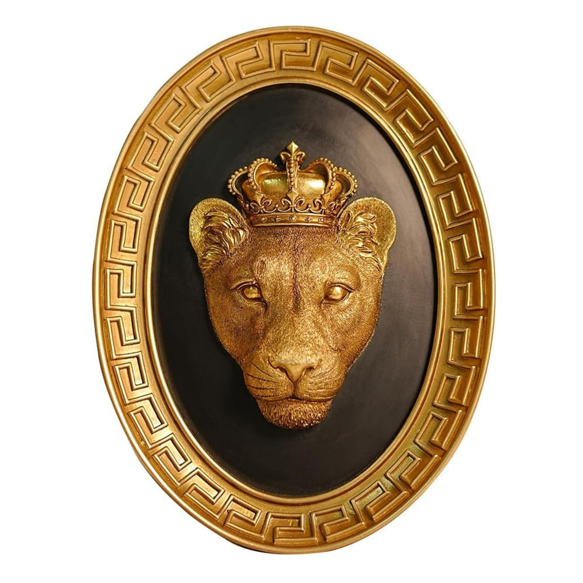 Lion Head Wall Sculpture MightyLion Head Wall Plaque Gold-Toned for Homeowners, Living Room, Entryway, Study