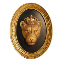 Lion Head Wall Sculpture MightyLion Head Wall Plaque Gold-Toned for Homeowners, Living Room, Entryway, Study