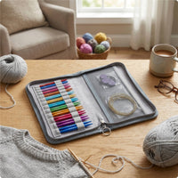 Organized Interchangeable Knitting Needle Kit Compact Circular Knitting Needle Set Smooth Sturdy for Crafters, Travel