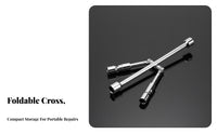 Portable Folding Cross Wrench Easy Storage 4 Way Folding Lug Wrench Carbon Steel for Roadside Emergency, Travel