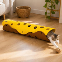 Foldable Cat Tunnel Bed with Detachable Washable Mat, Interactive Play Toy for Cats, All Seasons