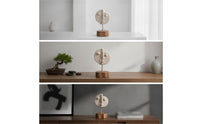 Two-Faced Human Face Sculpture Geometric Sculpture with Wood Base Modern Tabletop Statue for Home Stylists, Bookshelf