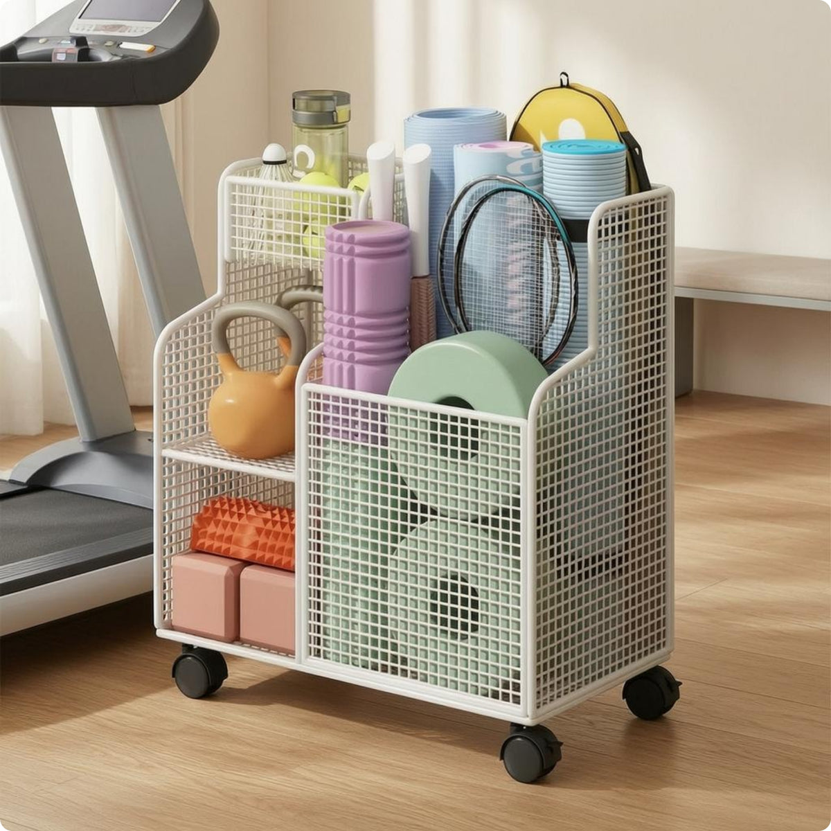 Compartment Storage Rack Tall Upright Freestanding Storage Rack Floor Standing for Home Gym