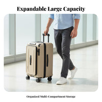 Expandable Design Front-Unziping Roller Luggage Combination Lock Top-Unziping Hardside Luggage Adjustable Telescopic Handle Suitcase Hardshell Protection for Travelers, Vacationers, Business Professionals