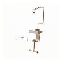 Screw-Tightened Clamp-on Airbrush Holder Metal Hook Arm Airbrush Stand Tabletop Clamp-on Holder Silver