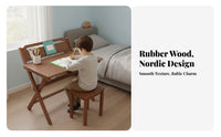 Solid Wood Folding Desk Sturdy Construction Folding Desk Easy Assembly Foldable Study Table for Students, Children, Bedroom