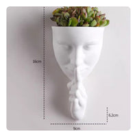 Decorative Face Wall Planter Open Top Wall Hanging Pot Compact Face Planter Boho Style for Small Plant Display