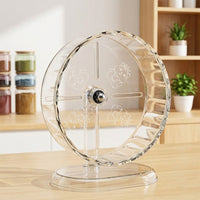 Silent Hamster Wheel with Stand Included, Clear Running Wheel, Large Exercise Wheel Cage Accessory for Syrian Hamsters, Quiet Use
