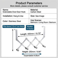 Bedroom and Closet Hanging Rack with Storage Hook for Door Organizer, Steel Over the No Drill Design, Heavy Duty 20kg Load Capacity