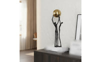Human Figurine with Sphere Modern Abstract Sculpture with Gold Ball Contemporary Tabletop Sculpture for Homeowners, Office Desk, Bookshelf