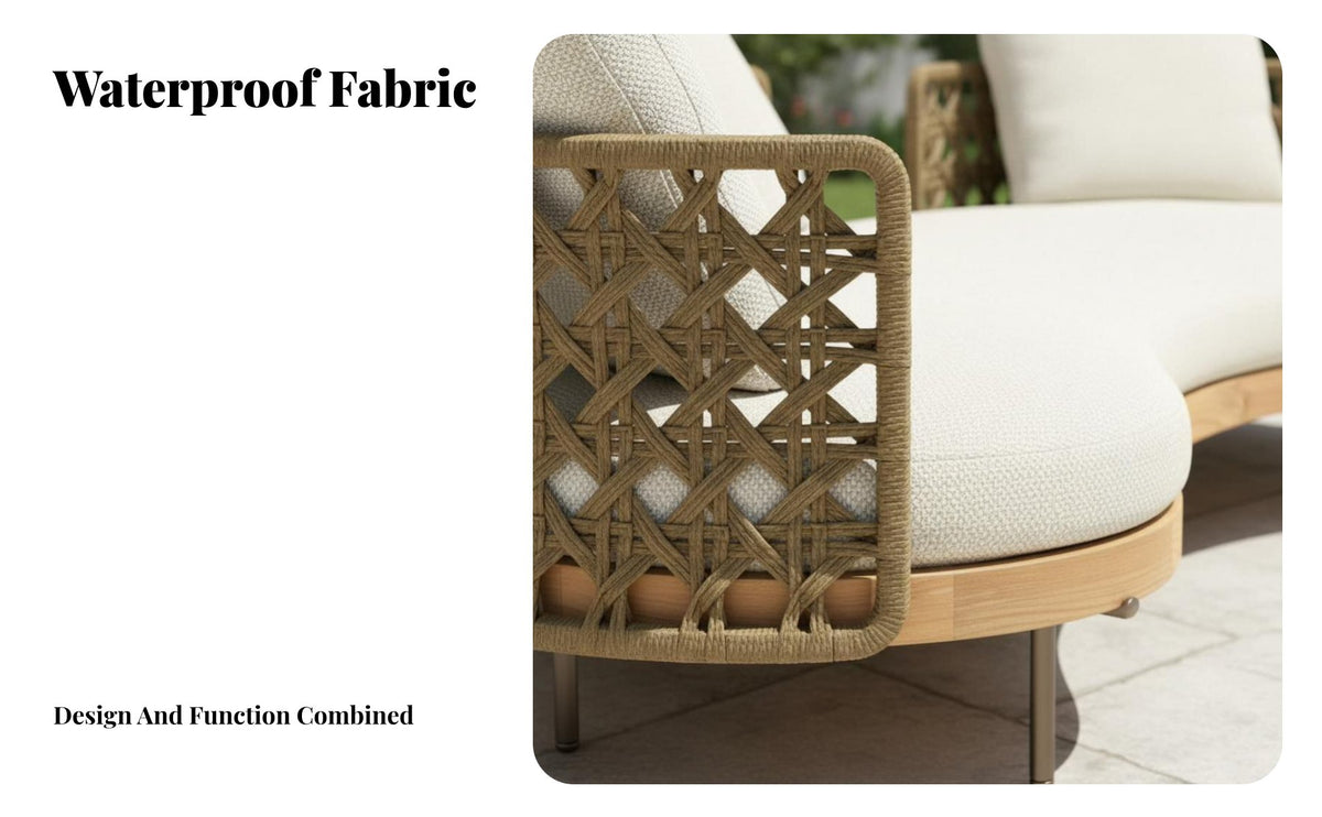 Curved Wicker Couch fA-Shaped woodionable-curved Curved Sectional Seat weatherproof Outdoor Furniture for guest accommodations Businesses, residents, Balcony, rearyard, Deck