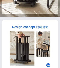实木叠叠乐圆凳子茶几家用可叠放组合凳现代吃饭凳子餐桌凳新中式 免安装-实木方腿-沉稳黑-[一套四凳]+万向轮