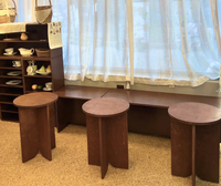 实木矮凳子中古圆凳方凳长凳家用圆凳子餐椅咖啡店甜品屋复古板凳 H椅原木色（素板）