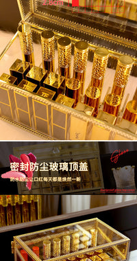 口红收纳盒桌面多格装化妆品的盒子带盖网红欧式小奢华唇釉架子
