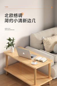 沙发边柜侧边柜桌子简易家用客厅旁边的小茶几边桌边几置物架角几 升级款【双层】橡胶木色40*40*52