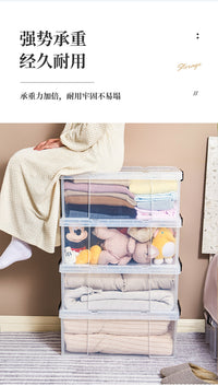扁平床底收纳箱透明衣物整理箱家用塑料箱子储物箱加厚收纳盒矮箱 60#L扁平款【外径长-60x42.2x23cm】 透明/加厚/环保材质