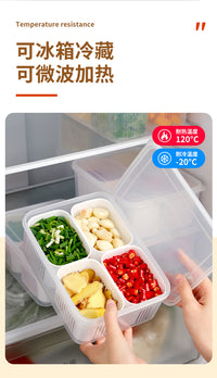 厨房葱姜蒜收纳盒家用冰箱冷藏保鲜盒食品级备菜专用分格密封套装