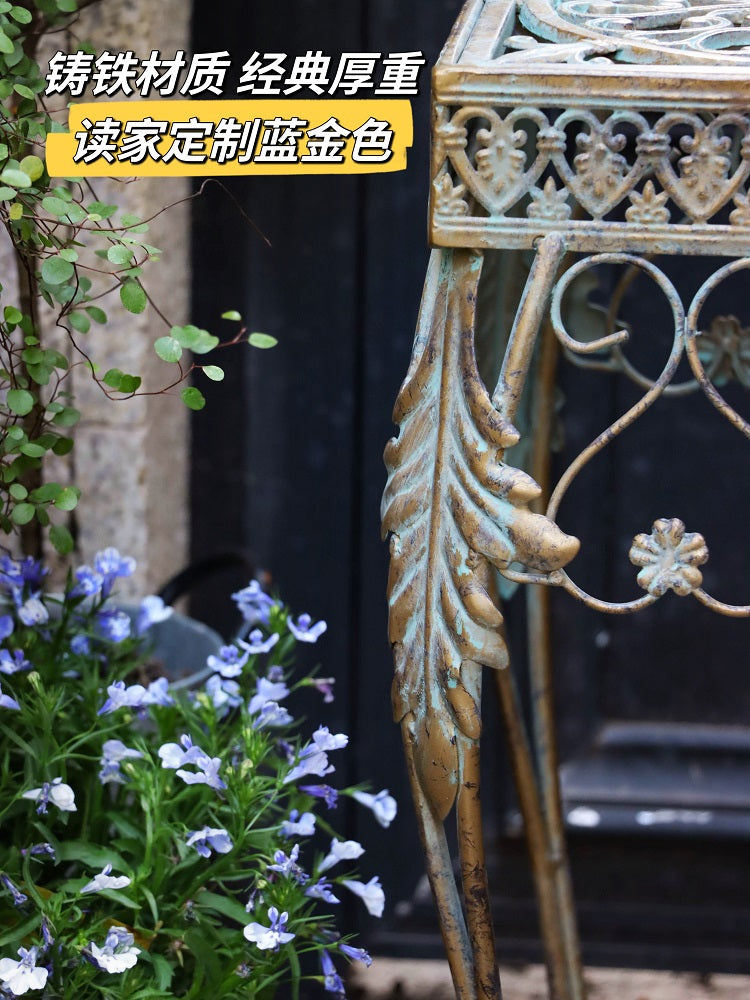 户外铁艺花架花园庭院阳台复古花架子铸铁桌子室外多肉置物架花架