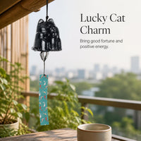Japanese Cast Iron Maneki-Neko Wind Chime for Home Decor and Souvenirs