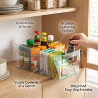 Cabinet Organizer for Housewives with Clear Acrylic Spice Rack Design, Stackable Freestanding for Pantry