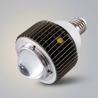 E27 LED Bulb, Warm White Focused Light with Lens Type Optics, Aluminium Alloy Body Screw Bulb with Fin Heatsink, E27 LED Warehouse Lighting