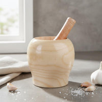 Wooden Garlic Crusher Garlic Smasher Hand Polished Solid Wood Pounding Bowl